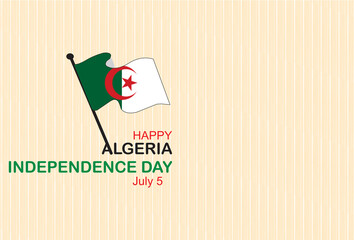 Algeria flag in social media greeting card on Independence day of Algeria. Poster, banner and sticker with blank space to add text.