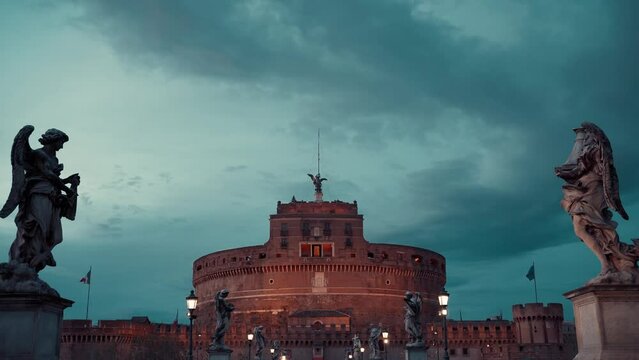Rome Italy Castel Sant'Angelo on sunset