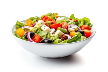 Healthy Fresh Vegetable Meal on White Background isolated. Organic Salad Plate for Health and Diet. Generative AI illustrations. 