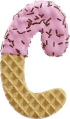 3D Render Realistic Letter C Alphabet Waffle With Chocolate Sprinkles