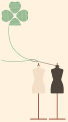 刺繍とトルソー