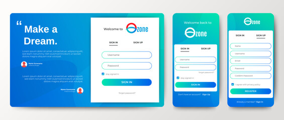 Set of Sign Up and Sign In forms for web and mobile.Registration and login forms page. Professional web design, full set of elements. User-friendly design materials