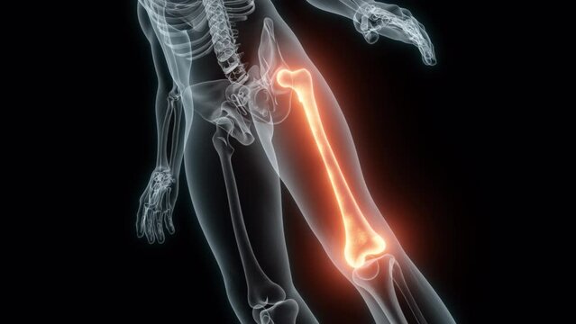 3D Rendering of a Medical Animation of the Femur. X-ray of the Femur.