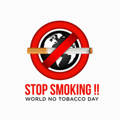 Stop smoking alert for world no tobacco day event illustration