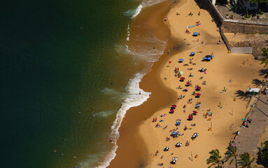 Beaches of Rio de Janeiro. Aerial view of some amazing beach resorts at Atlantic Ocean shore,...