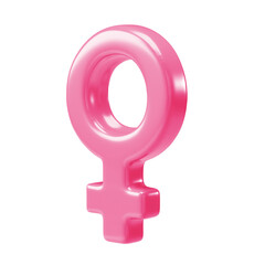 Pink female sex symbol 3d icon. 3d rendering gender woman symbol isolated transparent png background © timonko