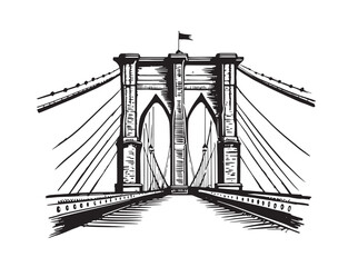 Bridge New York hand drawn, vector.