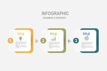 Multi color infographic elements design template, business concept with 3 steps  , minimal rectangle shapes for workflow layout, diagram, annual report, web design.Creative banner, label vector