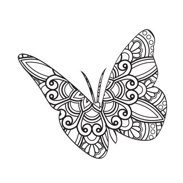 Vector butterfly mandala coloring page