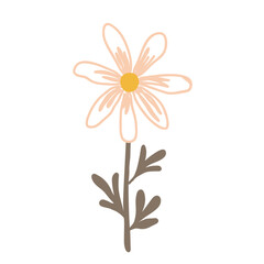 Cute daisy in folk Scandinavian style, isolated vector illustration. Adorable design element for craft products packaging, children goods and cards.