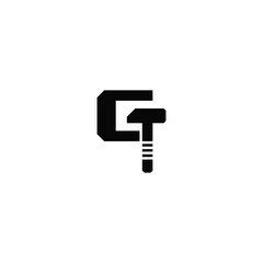 G letter and hammer logo design combination.