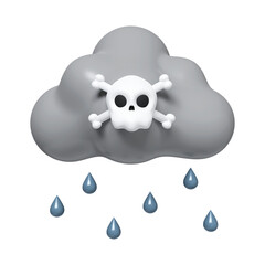 3d Acid rain. Effects of toxic air pollution on the environment. Minimalism concept. icon isolated on white background. 3d rendering illustration. Clipping part.