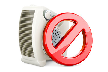Fan heater with forbidden symbol. 3D rendering