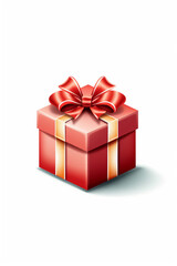 Obraz premium rotes Geschenk mit roter Schleife auf weißem Hintergrund. Hochformat. Hochkant. Generative Ai.