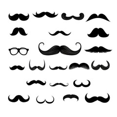 Father's day icons set isolated on white background. male mustache shapes in black and white. illustration. Generative AI