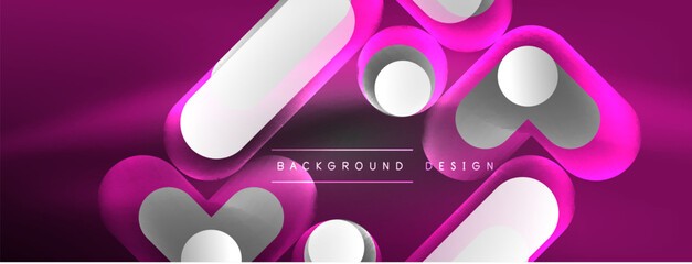 Glowing round shapes abstract background. Template for wallpaper, banner, presentation, background