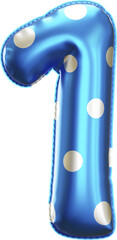 3D Render Realistic Number 1 Polka Dots Helium Foil Balloon © Arasigner