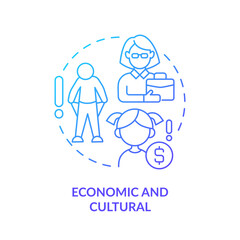 Economic and cultural blue gradient concept icon. Cost of living. Income loss. Raising child. Intimate relationship. Birth control abstract idea thin line illustration. Isolated outline drawing