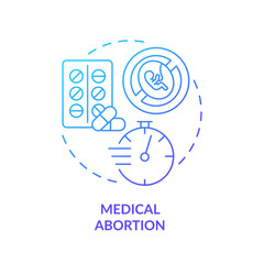 Medical abortion blue gradient concept icon. Health service. Non invasive. Planned parenthood. Health care. Reproductive justice abstract idea thin line illustration. Isolated outline drawing
