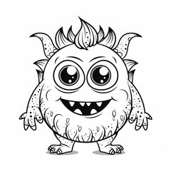 a cartoon monster with big eyes and horns