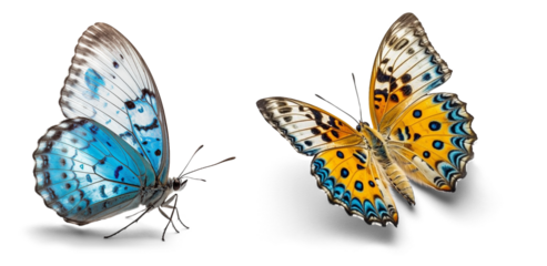 Two butterflies isolated on a white background