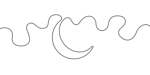 Crescent moon vector illustration. Continuous line hand drawn vector illustration. Ramadan symbol © polgin
