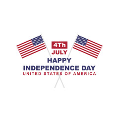Happy American independence day on 4th of July greeting design illustration with flag