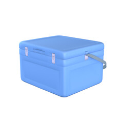 cooler box or blue box gray lock and shoulder strap  or blue plastic box on tranparent background - 3d rendering 3d illustration and element  NO AI