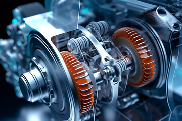 Fototapeta na wymiar Closeup shoot of automobile engineering technologies