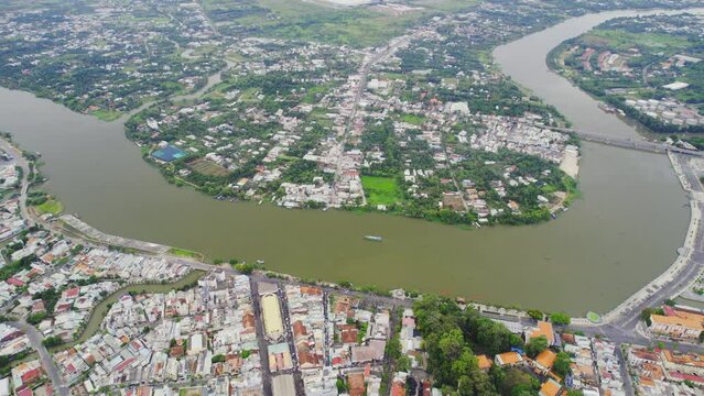 Thu Dau Mot city, Binh Duong Province, Vietnam, aerial view. This is a newly formed city in Southeast region of Vietnam