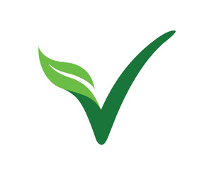 vegan v leaf tick check mark logo icon - obrazy, fototapety, plakaty