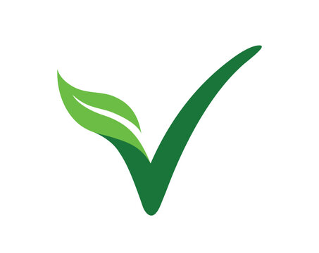 vegan v leaf tick check mark logo icon