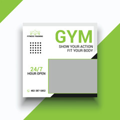 Gym social media instagram fitness banner template