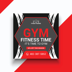 Gym social media instagram fitness banner template