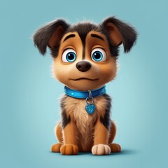 Fototapeta na wymiar Super Cute Baby Pixar-Style Dog. Generative AI