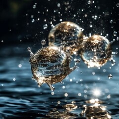 Fototapeta na wymiar Balls of Water Suspended in Air with Ripples. Generative AI