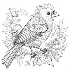 Fototapeta na wymiar Clean Coloring Book Illustration of a Black Bird. Generative AI