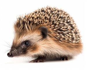 photo of hedgehog isolated on white background. Generative AI