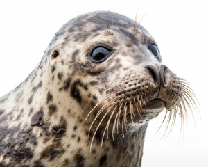 Fototapeta na wymiar photo of harbour seal isolated on white background. Generative AI