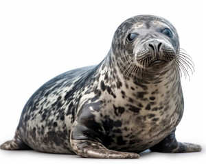 photo of hooded seal isolated on white background. Generative AI