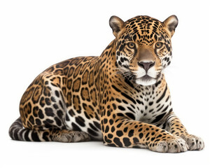 photo of jaguar isolated on white background. Generative AI