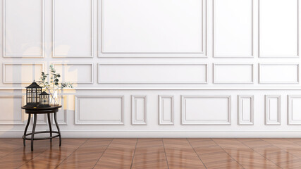 Empty room with wall background. 3D illustration, 3D rendering	