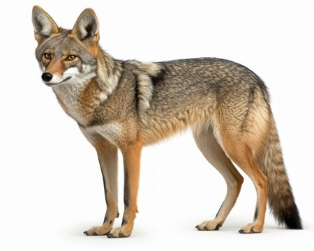 photo of jackal isolated on white background. Generative AI