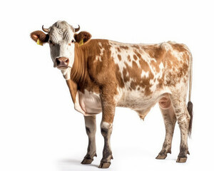 photo of heifer bovine isolated on white background. Generative AI