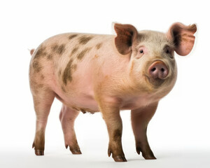 photo of Hampshire pig isolated on white background. Generative AI