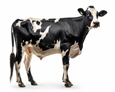 photo of Holstein-Friesian isolated on white background. Generative AI
