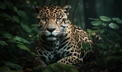 Foto op Plexiglas photo of jaguar in its natural habitat. Generative AI © Bartek