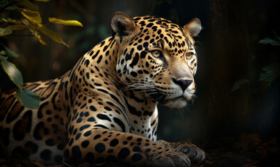 photo of jaguar in its natural habitat. Generative AI