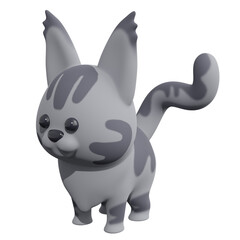 Cute gray Maine Coon cat isolated on white background. 3d rendering     