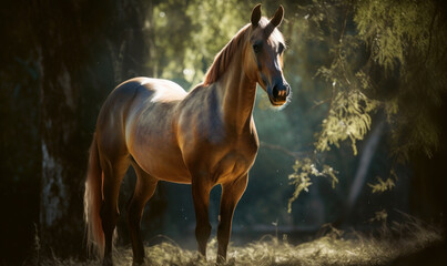 Obraz na płótnie Canvas photo of Hackney show horse in its natural habitat. Generative AI